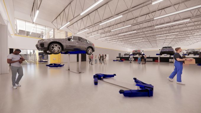 An inside look of the automotive technician lab.