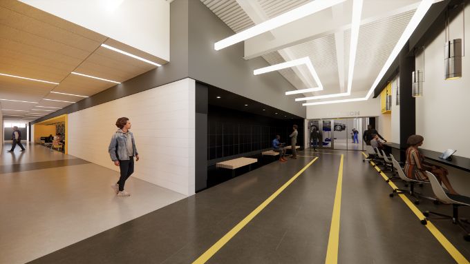 The hallway leading to the auto tech lab.