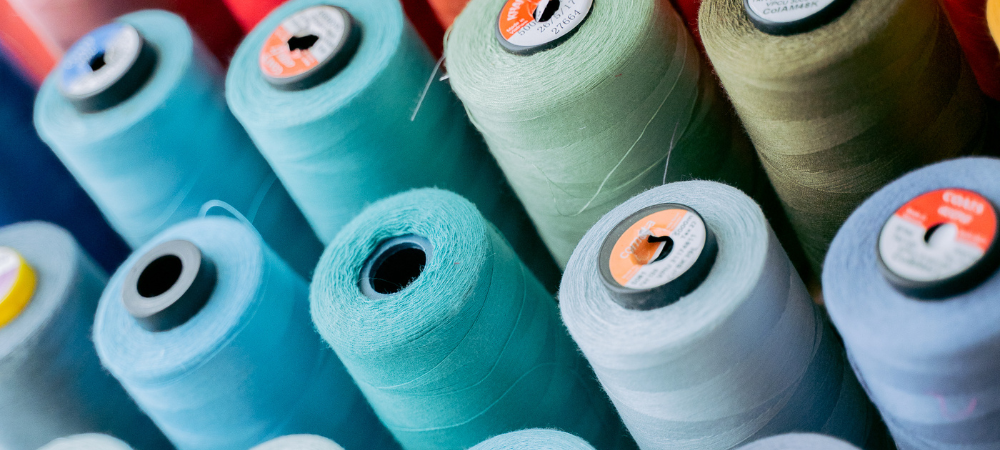 closeup of thread spools